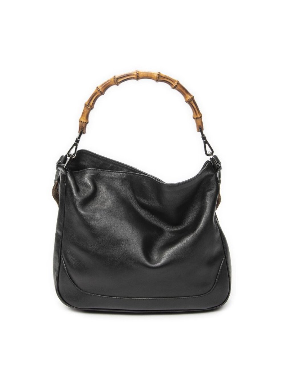 Gucci Vintage Bamboo Handle Tote Black Smooth Leather